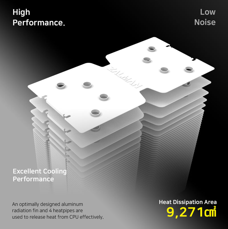 Zalman CNPS 10X Performa CPU Air Cooler, 135mm Fan, LGA 1700/AM4, 180W TDP - White