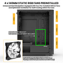 3 of 9: Zalman Zalman i4 TG ATX Gaming PC Case w/ 4 x 140mm Fixed RGB Fans Pre-Installed - Black