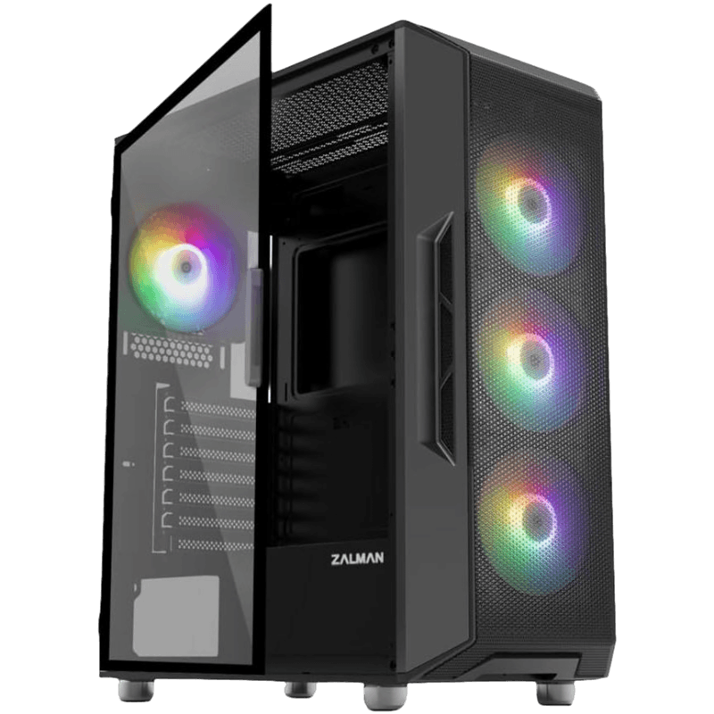 Zalman i3 Neo ATX Mid-Tower Gaming PC Case w/ Mesh Front & 4 x RGB Fans -  Black
