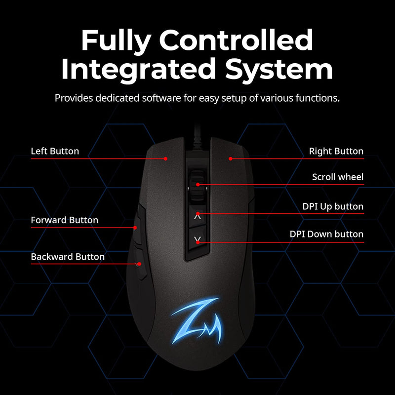 Zalman GM7 Optical Gaming Mouse 12,000 DPI, RGB Backlight