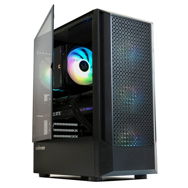 Zalman FIT Mid-Tower ATX Gaming PC Case - 4 x 120mm ARGB Fans Pre-Installed, Black