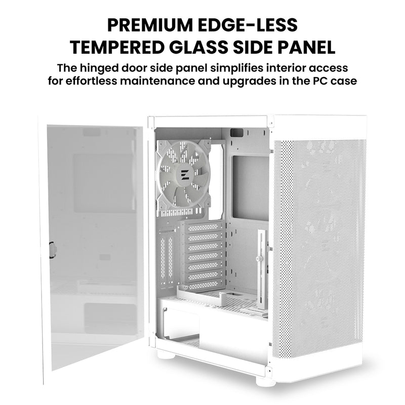 Zalman i4 TG ATX Gaming PC Case w/ 4 x 140mm Fixed RGB Fans Pre-Installed - White