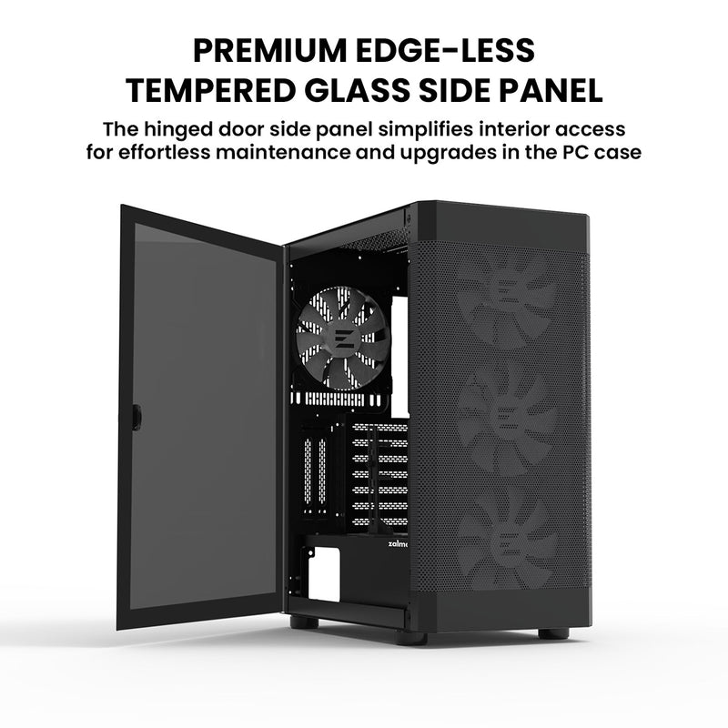 Zalman i4 TG ATX Gaming PC Case w/ 4 x 140mm Fixed RGB Fans Pre-Installed - Black