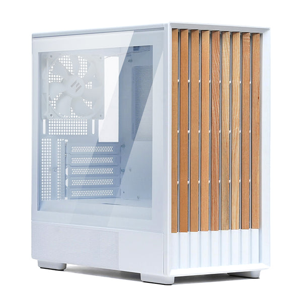 Zalman P10 NAMU mATX Mini Tower PC Case - Genuine Walnut Wood, White