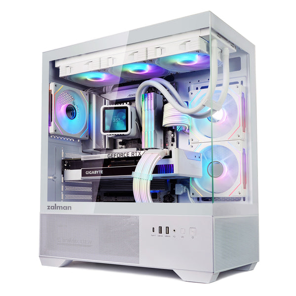 Zalman CHRONIX ATX Mid-Tower PC Case, 3 x Prism ARGB Fans Preinstalled, USB Type-C 3.2, White