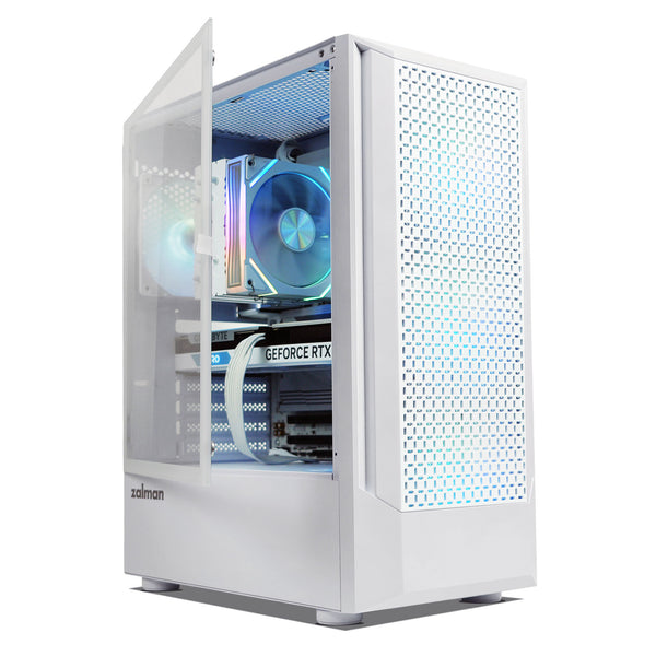 Zalman FIT Mid-Tower ATX Gaming PC Case - 4 x 120mm ARGB Fans Pre-Installed, White