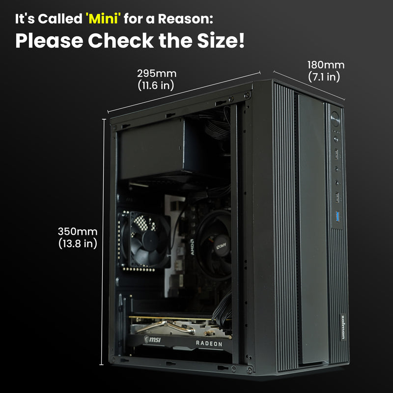Zalman T6 MINI Compact M-ATX PC Case - Micro-ATX Mini-ITX SFF SFX HTPC, Space Saving Mini Tower Office PC Workstation