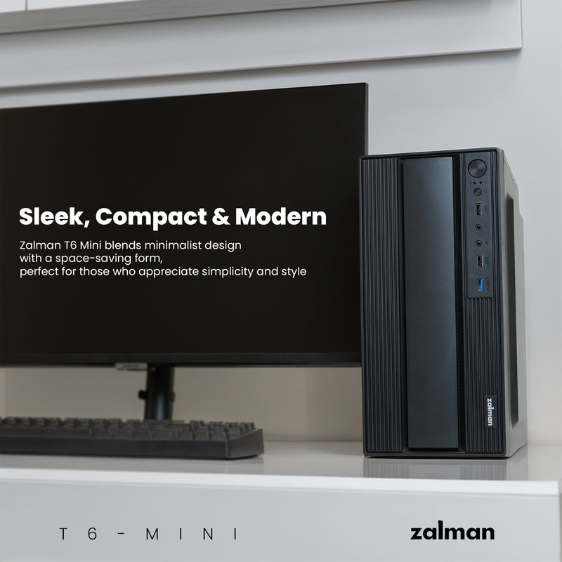 Zalman T6 MINI Compact M-ATX PC Case - Micro-ATX Mini-ITX SFF SFX HTPC, Space Saving Mini Tower Office PC Workstation