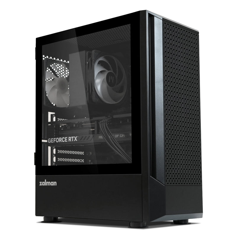 Zalman FIT Mid-Tower ATX Gaming PC Case - 4 x 120mm ARGB Fans Pre-Installed, Black