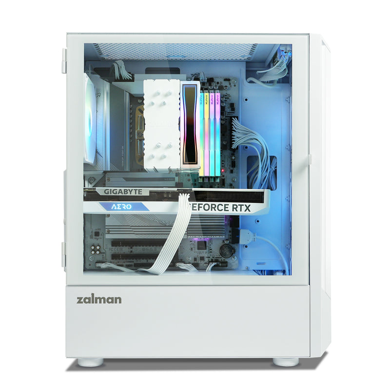 Zalman FIT Mid-Tower ATX Gaming PC Case - 4 x 120mm ARGB Fans Pre-Installed, White
