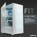 5 of 9: [Pickup Only] Zalman FIT Mid-Tower ATX Gaming PC Case - 4 x 120mm ARGB Fans Pre-Installed, White