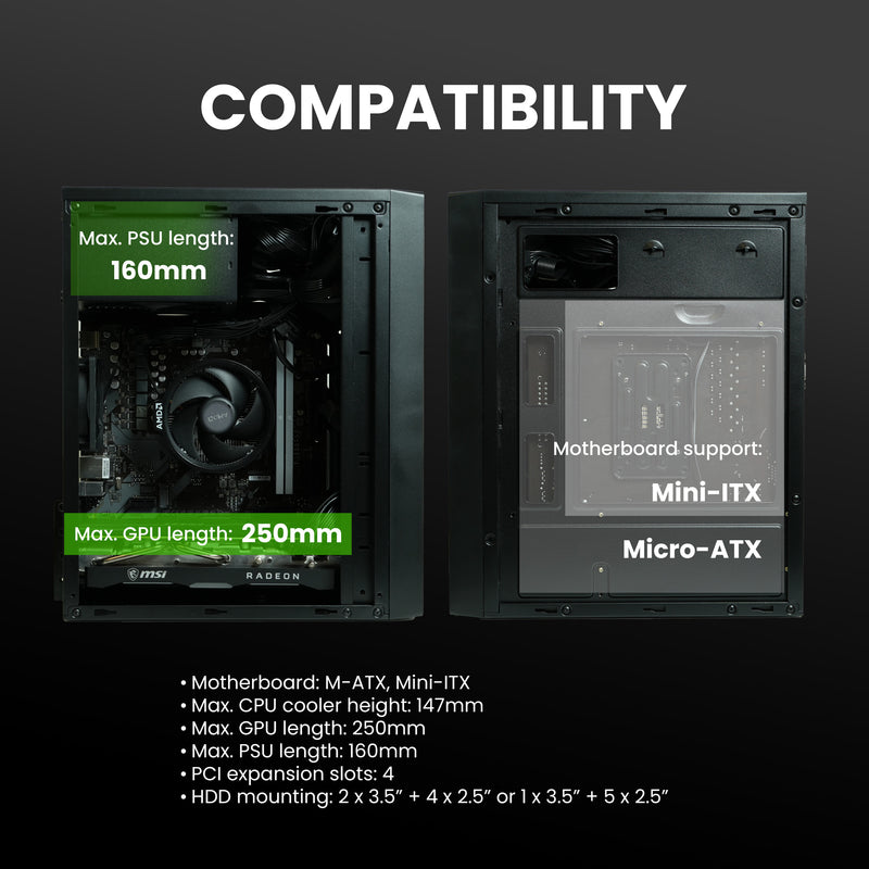 Zalman T6 MINI Compact M-ATX PC Case - Micro-ATX Mini-ITX SFF SFX HTPC, Space Saving Mini Tower Office PC Workstation
