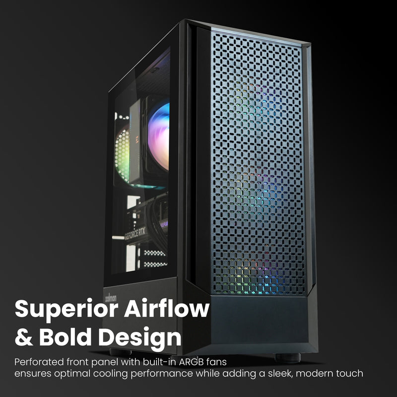 Zalman FIT Mid-Tower ATX Gaming PC Case - 4 x 120mm ARGB Fans Pre-Installed, Black