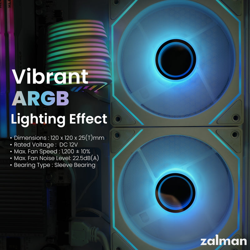 Zalman CHRONIX ATX Mid-Tower PC Case, 3 x Prism ARGB Fans Preinstalled, USB Type-C 3.2, White