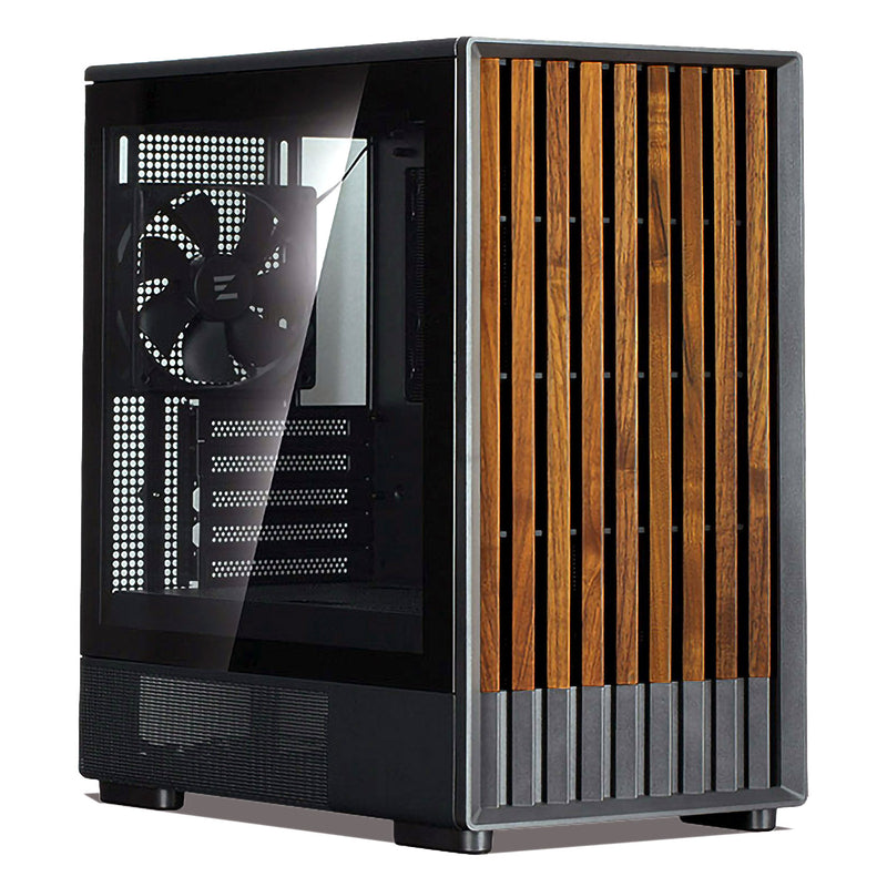Zalman P10 NAMU mATX Mini Tower PC Case - Genuine Walnut Wood, Black