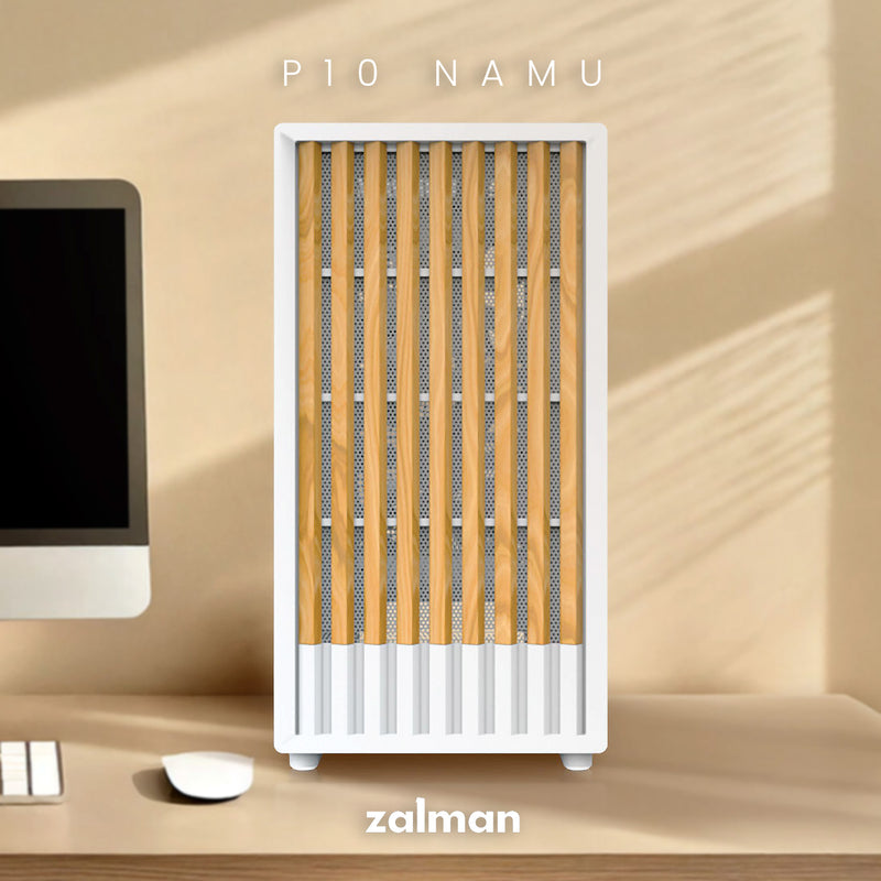 Zalman P10 NAMU mATX Mini Tower PC Case - Genuine Walnut Wood, White