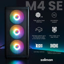 5 of 8: Zalman M4 SE Micro-ATX MATX RGB Gaming PC Case, 6X 120mm Fixed RGB Fans Pre-Installed, Black