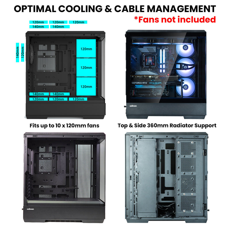 Zalman P50 Flagship ATX Mid-Tower Premium PC Case, Black (Fans Not Included)