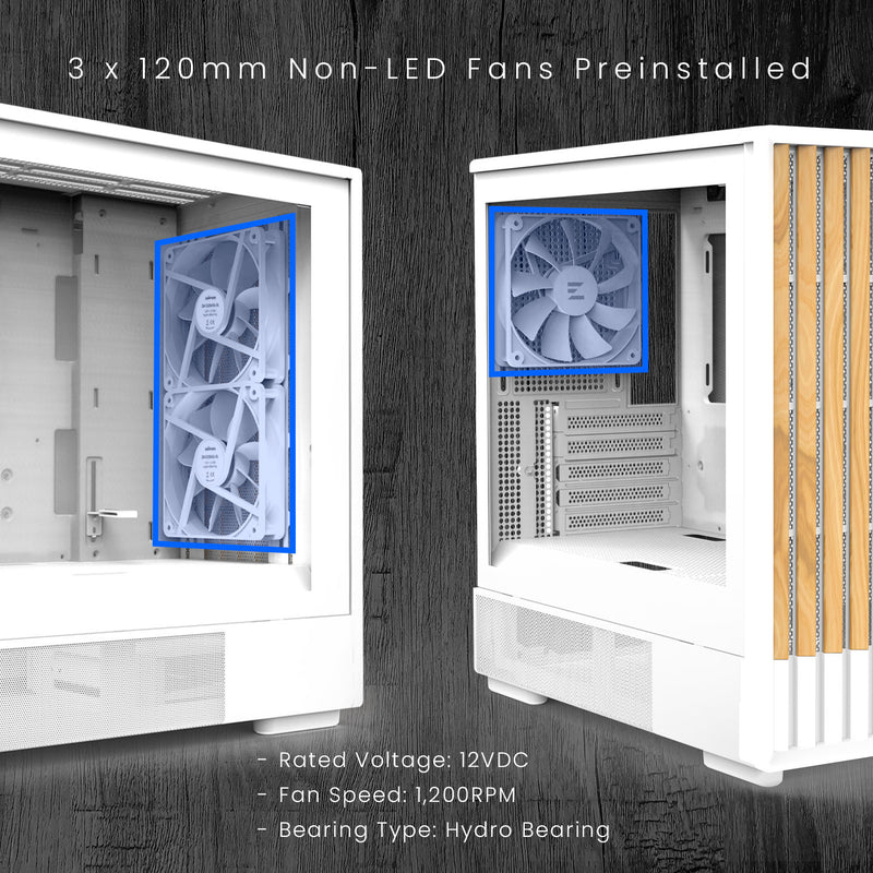 Zalman P10 NAMU mATX Mini Tower PC Case - Genuine Walnut Wood, White