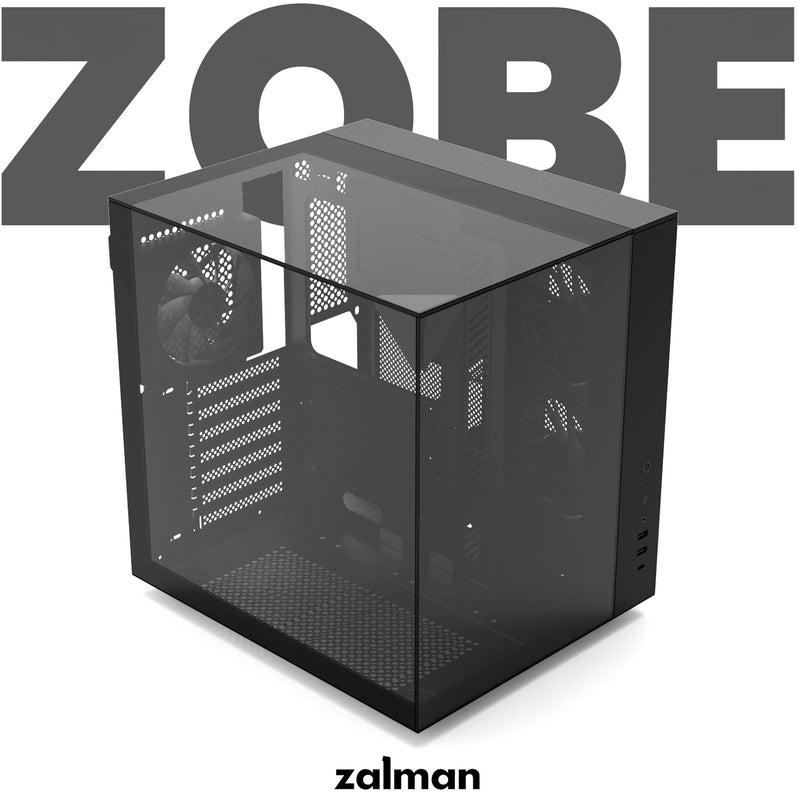 Zalman ZQBE ATX Mid-Tower PC Case, 3 x 120mm PWM ARGB Fans, Black