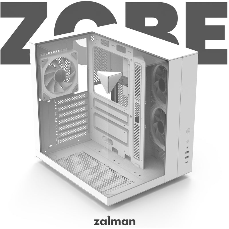 Zalman ZQBE ATX Mid-Tower PC Case, 3 x 120mm PWM ARGB Fans, White
