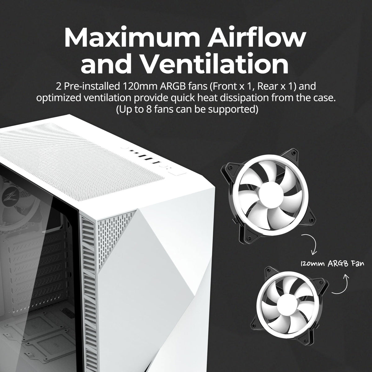 Zalman Z3 Iceberg ATX Mid-Tower Gaming PC Case w/ 2 x ARGB