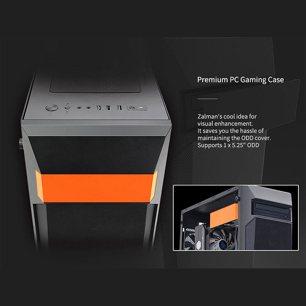 Zalman Z1 Plus ATX Mid-Tower PC Case w/ 3 x Preinstalled Fans