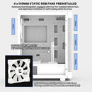 7 of 11: Zalman Zalman i4 TG ATX Gaming PC Case w/ 4 x 140mm Fixed RGB Fans Pre-Installed - White