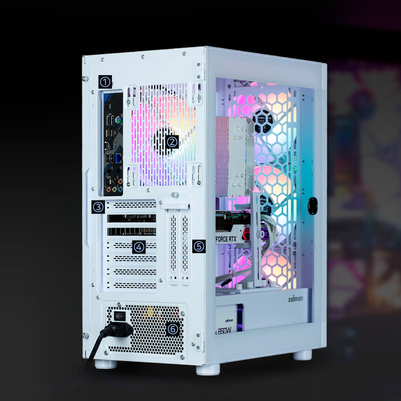 Zalman Zalman i4 TG ATX Gaming PC Case w/ 4 x 140mm Fixed RGB Fans Pre-Installed - White