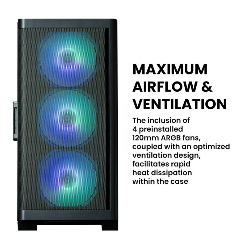 Zalman Zalman M4 mATX Mini-Tower PC Case w/ 4 x ARGB Fans & Mesh Front - Black