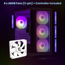 3 of 8: Zalman Zalman M4 mATX Mini-Tower PC Case w/ 4 x ARGB Fans & Mesh Front - White