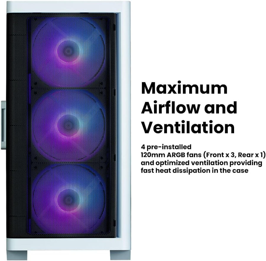 Zalman M4 mATX Mini-Tower PC Case - 4 x ARGB Fans & Mesh Front