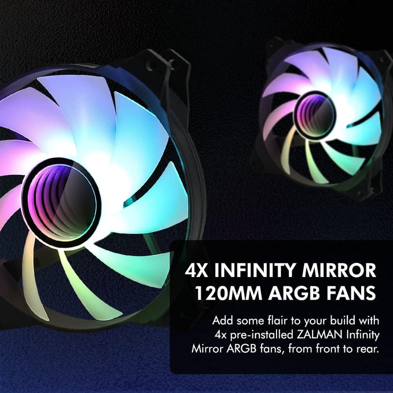 Zalman Zalman i3 Neo TG Mid-Tower PC Case w/ 4 x Infinity Mirror AGRB Fans - Black