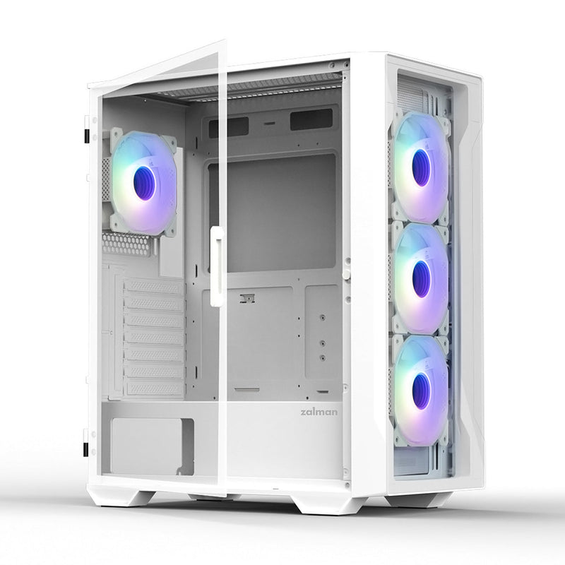 Zalman Zalman i3 Neo TG Mid-Tower PC Case w/ 4 x Infinity Mirror AGRB Fans - White