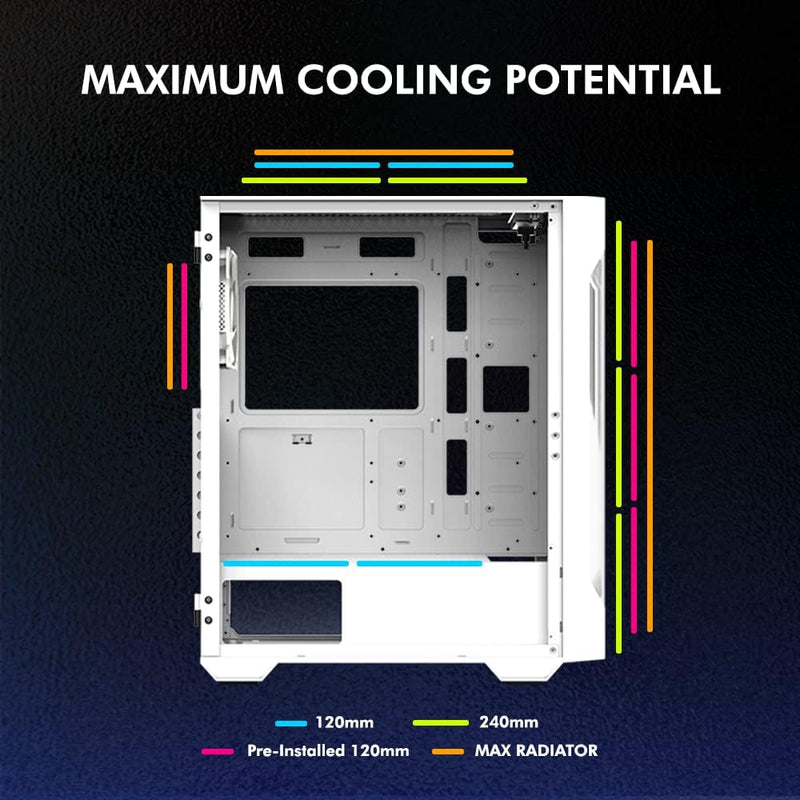 Zalman Zalman i3 Neo TG Mid-Tower PC Case w/ 4 x Infinity Mirror AGRB Fans - White