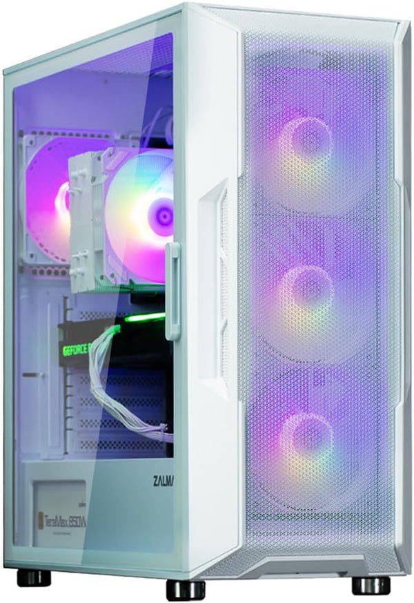 Zalman i3 ARGB Airflow ATX Mid-Tower Gaming PC Case - White