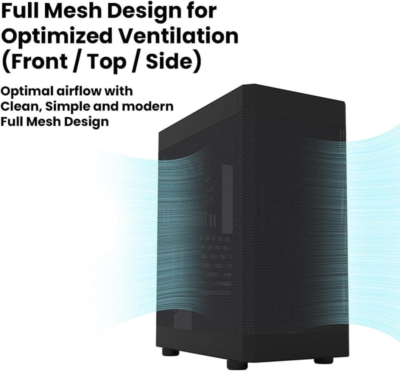 Zalman i4 ATX Mid-Tower All-Mesh PC Case w/ 6 x Fans Pre-installed - Black