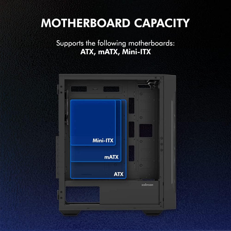 Zalman i3 Neo TG Mid-Tower PC Case w/ 4 x Infinity Mirror AGRB Fans - Black