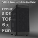 4 of 10: Zalman Zalman i4 Airflow ATX Mid-Tower All-Mesh PC Case w/ 6 x Fans Pre-installed - Black