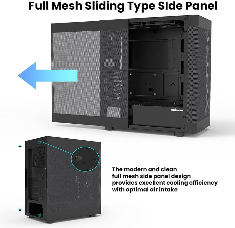 Zalman Zalman i4 Airflow ATX Mid-Tower All-Mesh PC Case w/ 6 x Fans Pre-installed - Black
