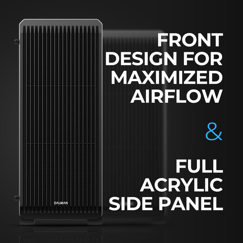 Zalman Zalman S2 ATX Mid-Tower PC Case 3 x Fans Pre-installed w/ Acrylic Side Panel