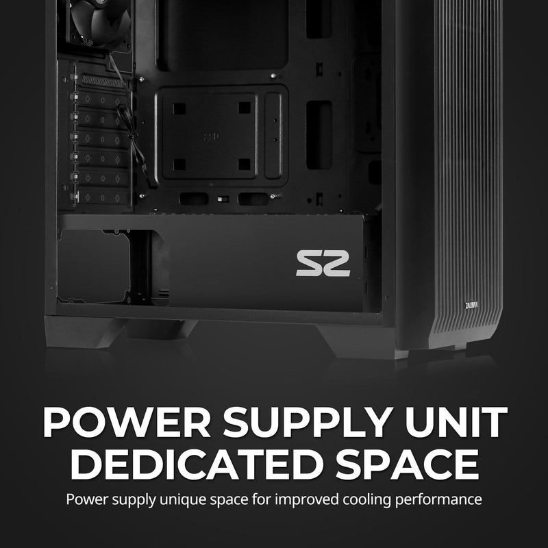 Zalman Zalman S2 ATX Mid-Tower PC Case 3 x Fans Pre-installed w/ Acrylic Side Panel