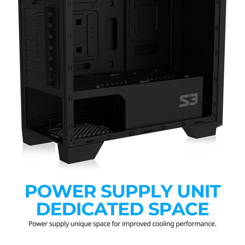 Zalman Zalman S3 ATX Mid-Tower PC Case 3 x Fans Pre-installed w/ Acrylic Side Panel