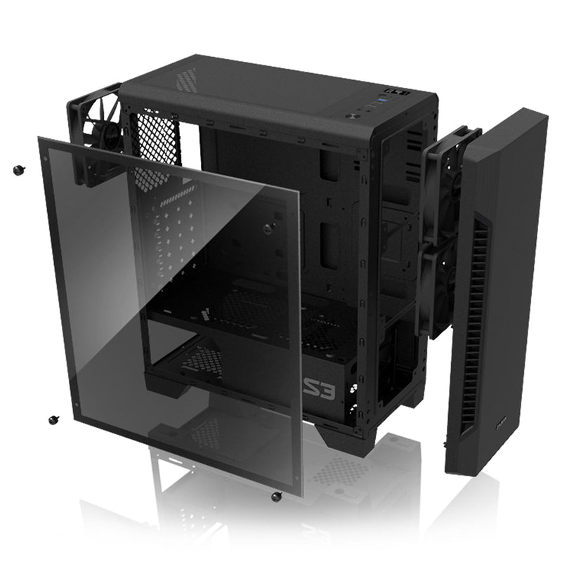 Zalman Zalman S3 ATX Mid-Tower PC Case 3 x Fans Pre-installed w/ Acrylic Side Panel