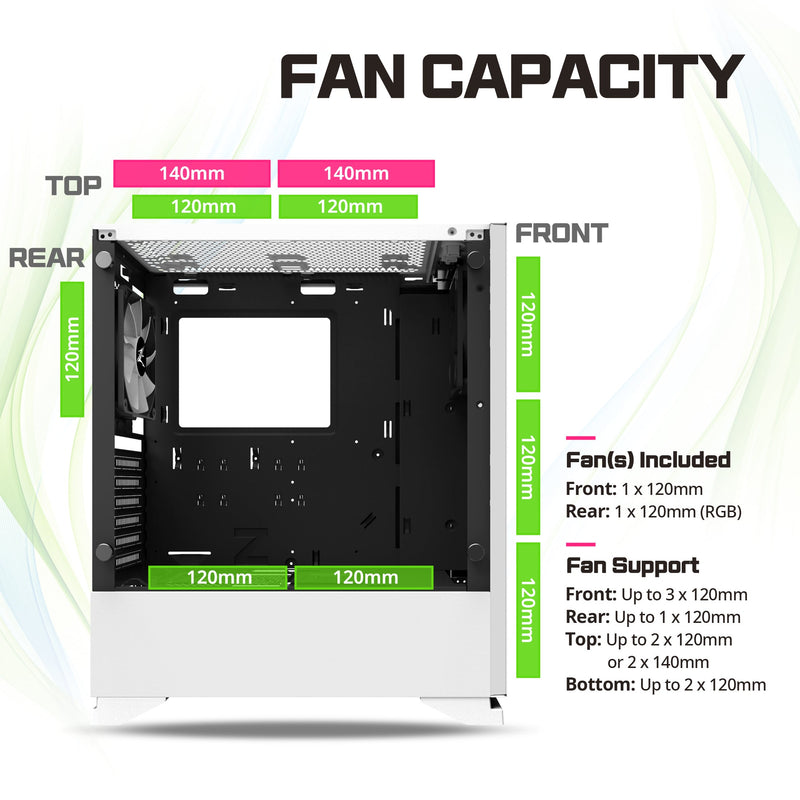 [Certified Refurbished] Zalman S5 ATX Mid-Tower Gaming PC Case - White