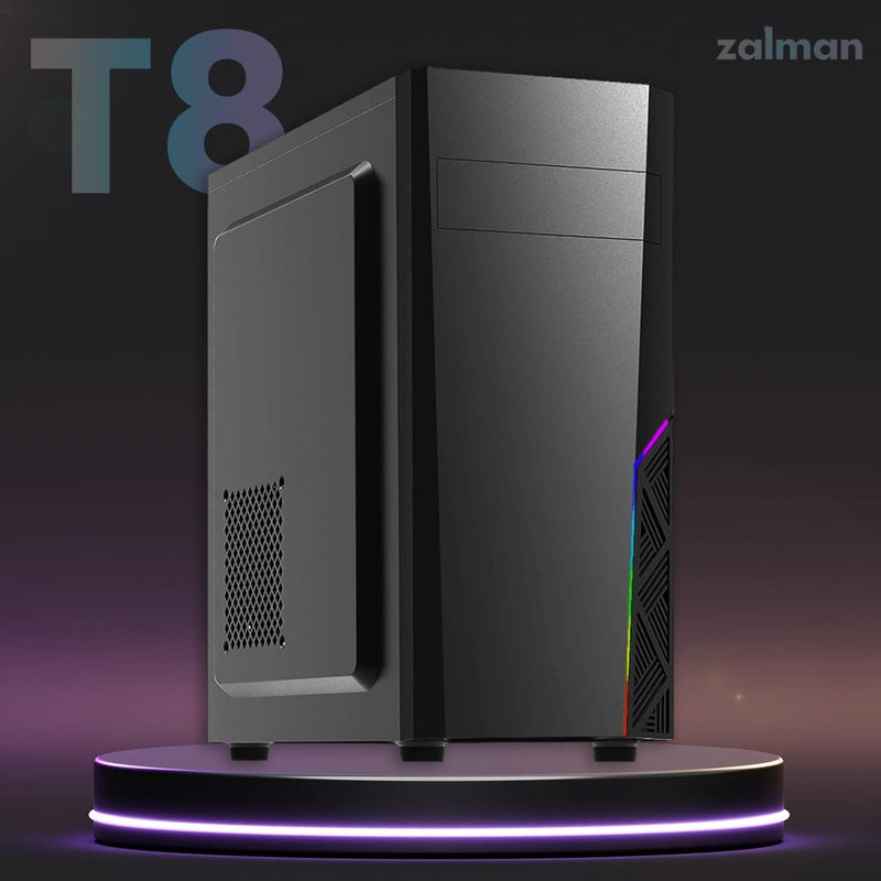 Zalman Zalman T8 ATX Mid-Tower PC Case w/ Front RGB Strip & 5.25 ODD Slot
