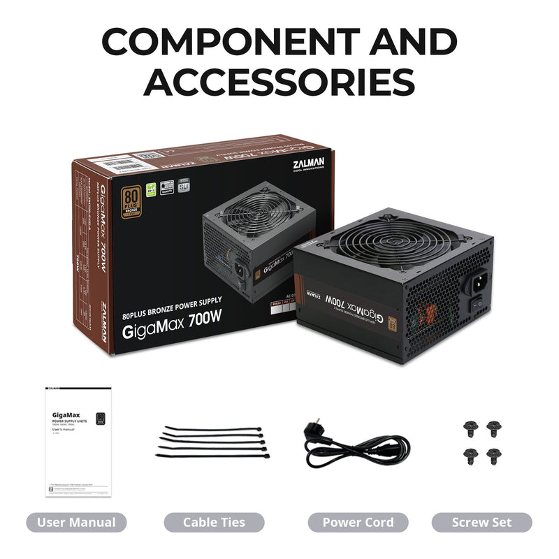 Zalman GigaMax GVII-A Desktop PC Power Supply, 80+ PLUS Bronze Gaming PC PSU