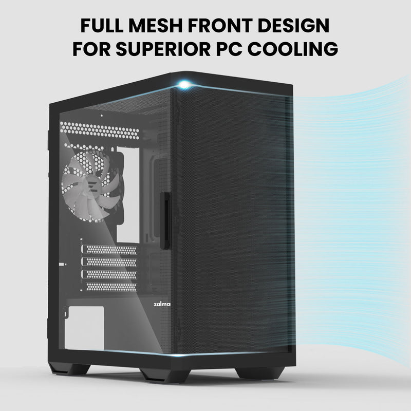 Zalman M4 mATX Mini-Tower PC Case w/ 4 x ARGB Fans & Mesh Front - Black