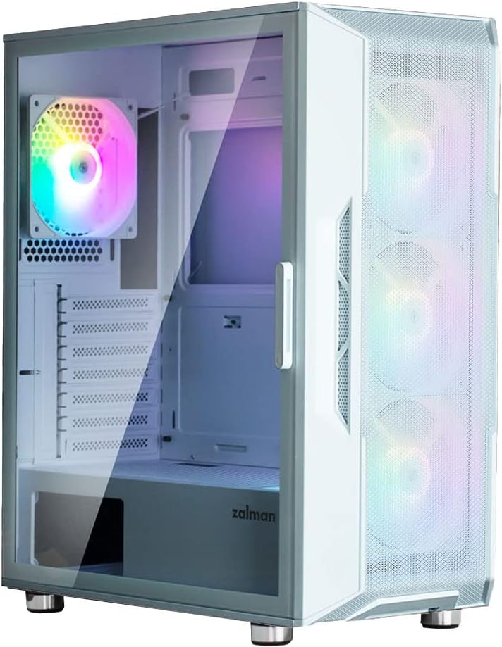 Zalman Zalman i3 Neo ATX Mid-Tower Gaming PC Case w/ Mesh Front & 4 x RGB Fans - White