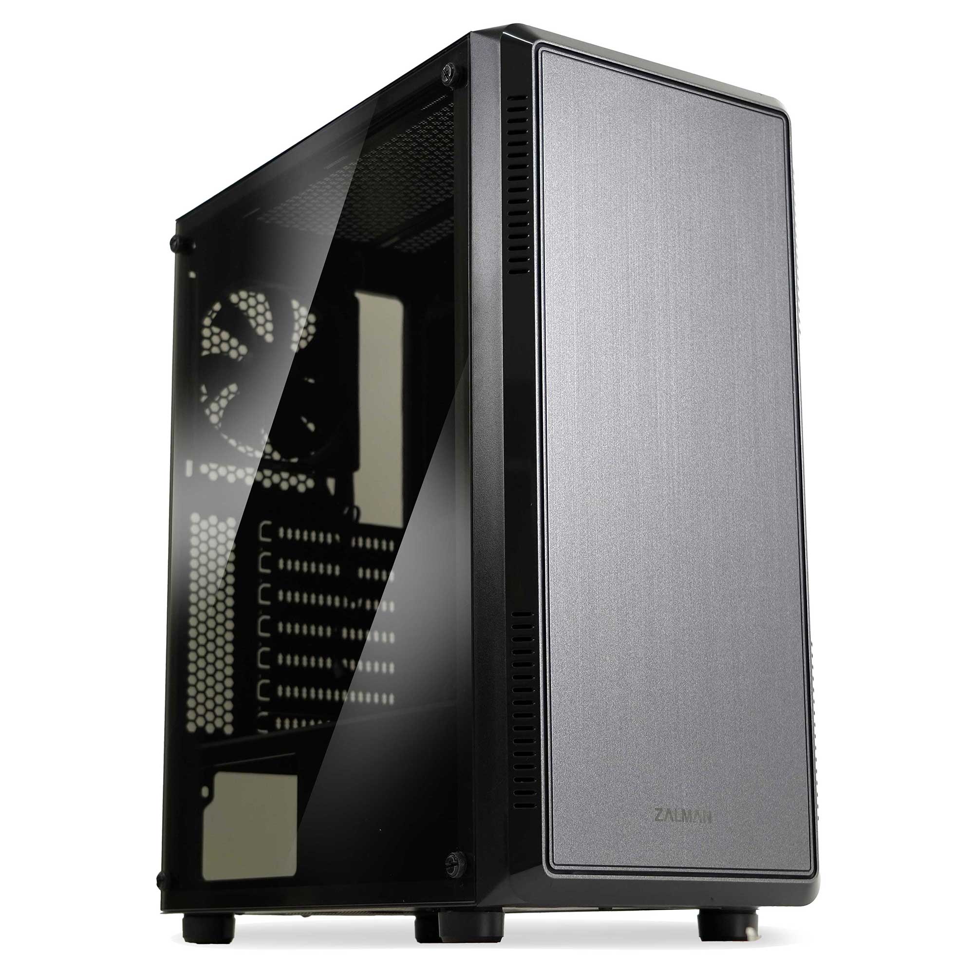 Zalman Zalman S4 ATX Mid-Tower PC Case 2 x Fans w/ Tempered Glass Side Panel ...